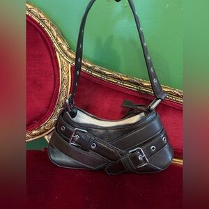 Zara Brown Leather Buckle Shoulder Bag